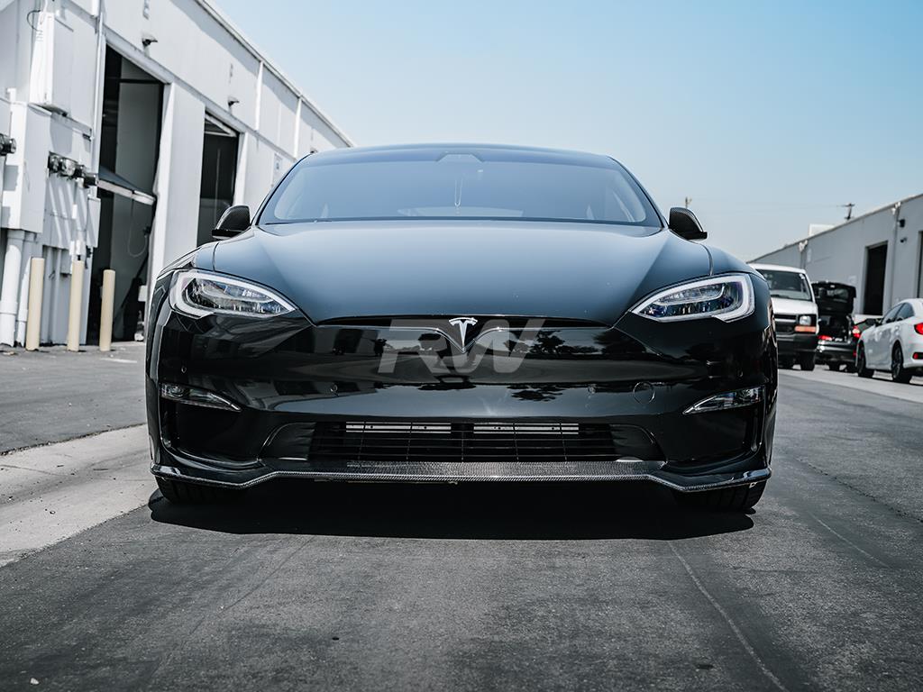 Model S/S Plaid Carbon Fiber Front Lip