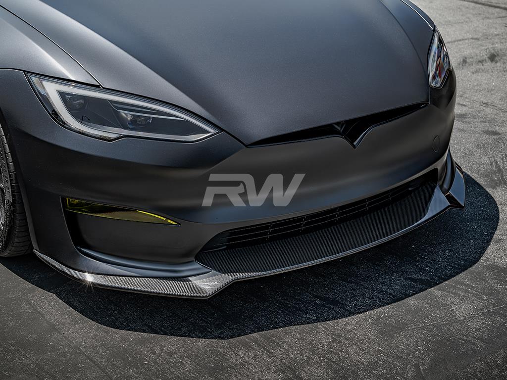 Model S/S Plaid Carbon Fiber Front Lip